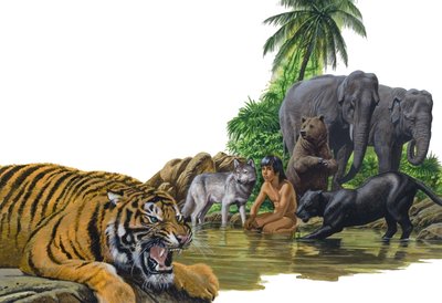 Junge und Tiere von English School